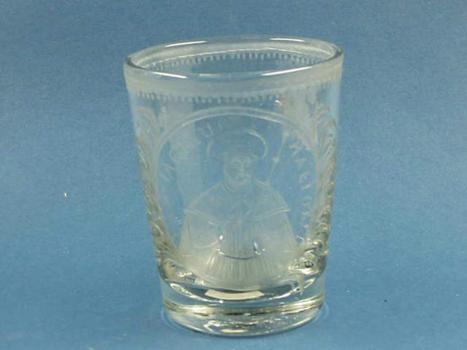 Glas, Trinkglas, Becherglas mit Hl. Jakob