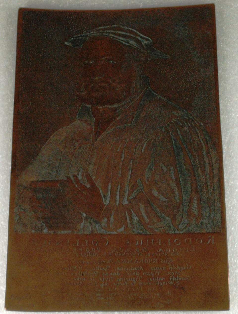 Kupferdruckplatte, Portrait Rodolphus Collinus