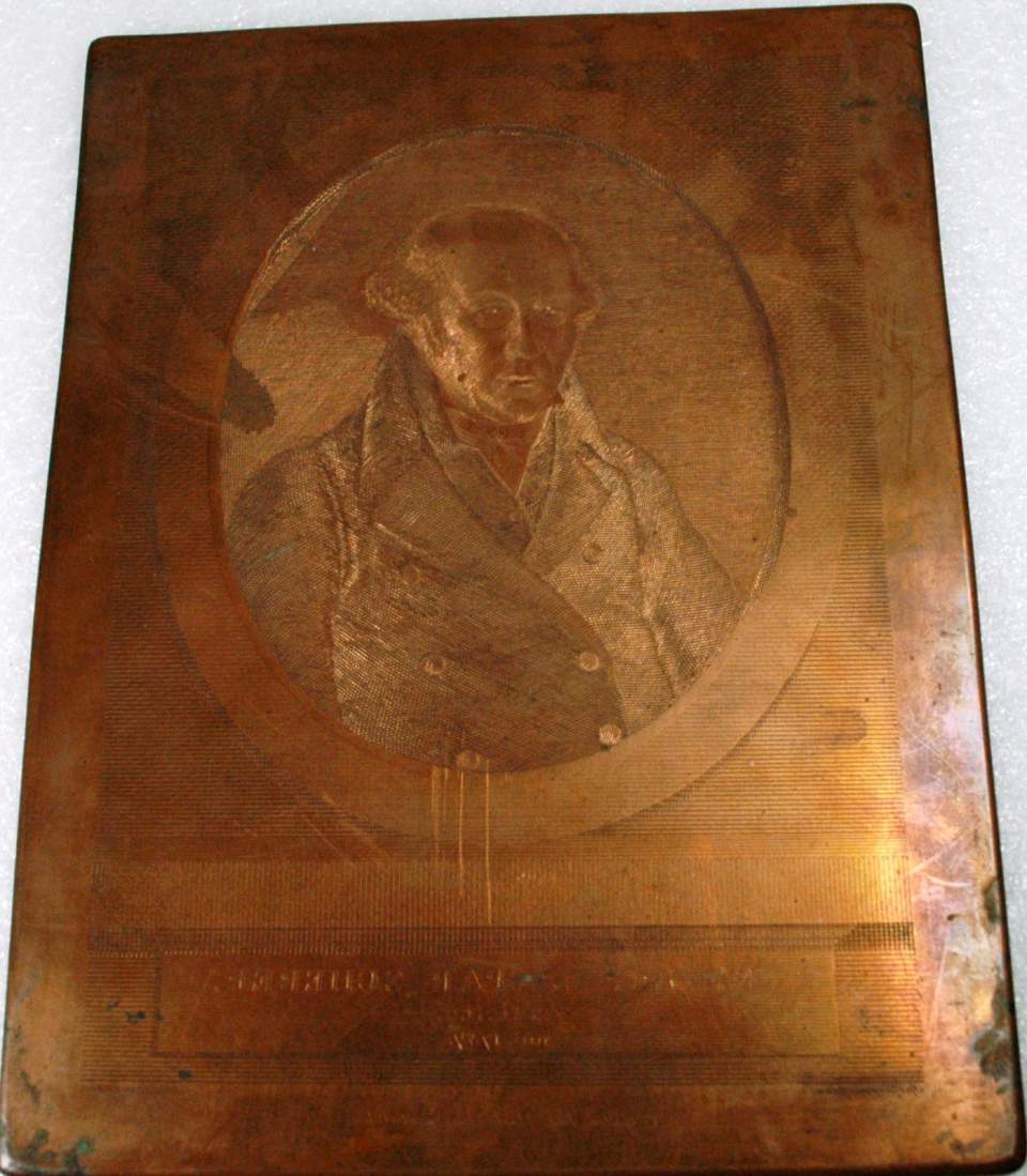 Kupferdruckplatte, Portrait Georg Caspar Scherrer