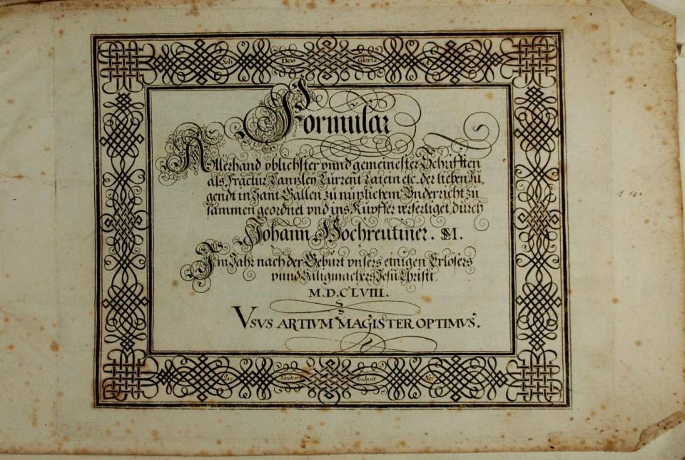 Probeschrift von Johann Hochreutiner, St.Gallen