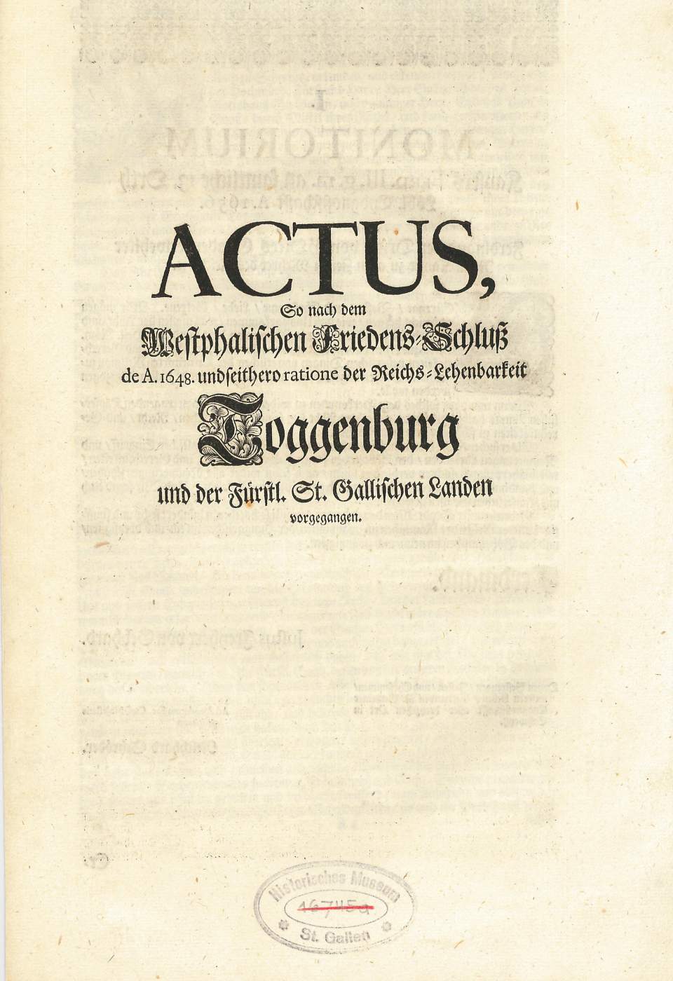 Abdruck, Actus so nach dem Westphälischen Friedensschluss 1648...