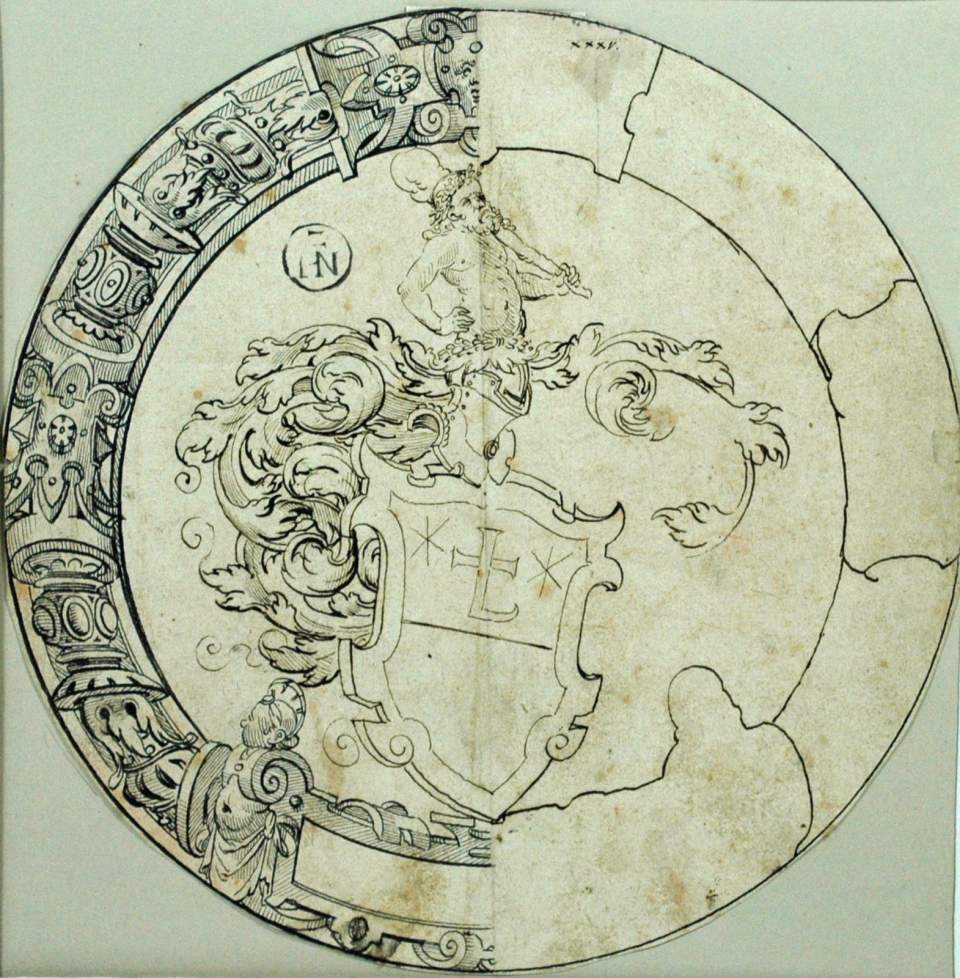 Scheibenriss für Wappenscheibe