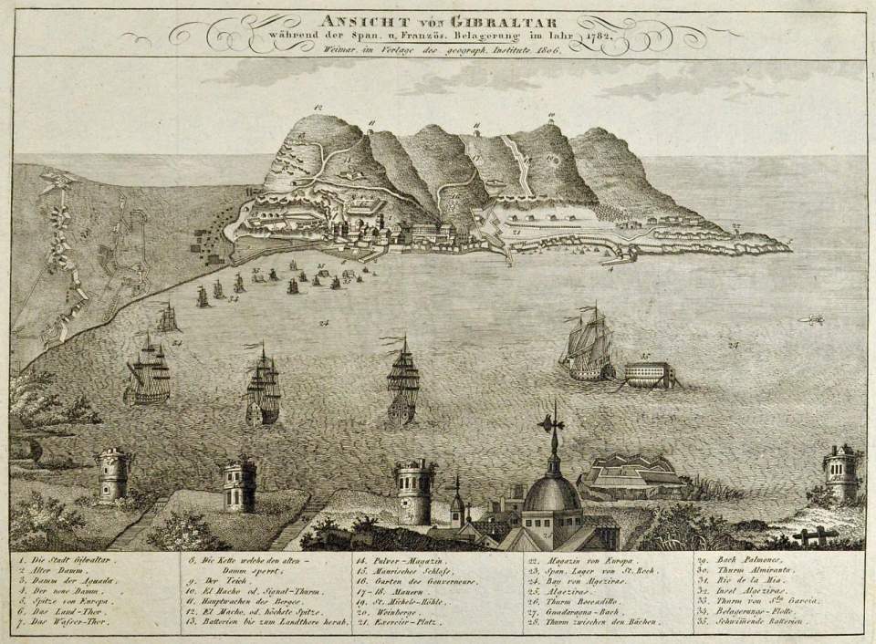 Ansicht  Gibraltar während der Belagerung von 1782