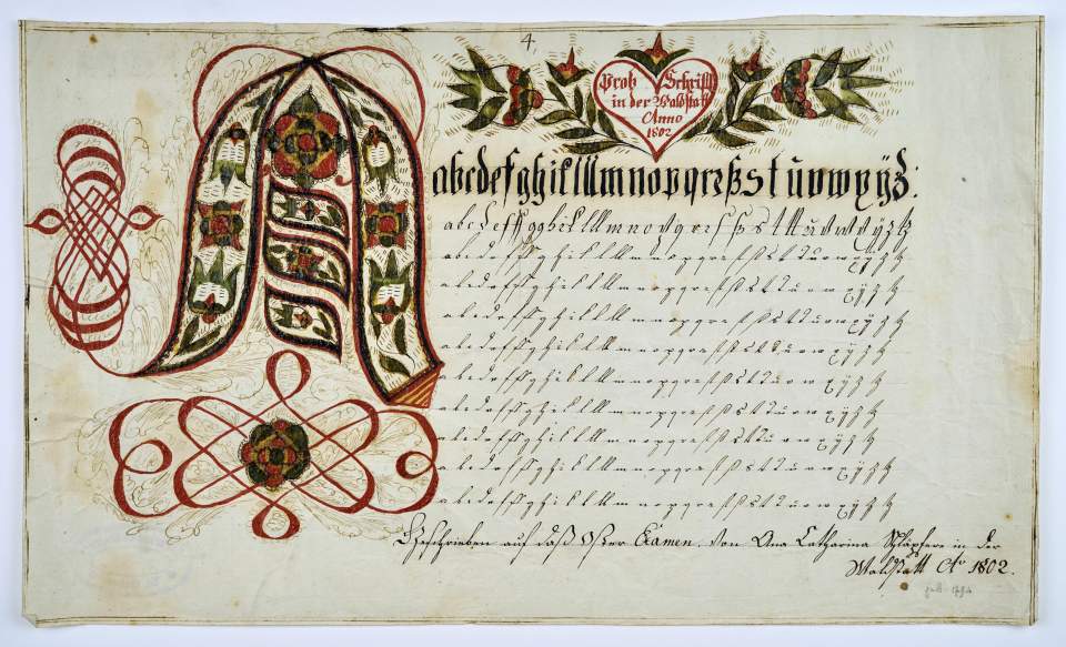 Osterschrift von Anna Catharina Schläpfer aus Waldstatt, Probeschrift