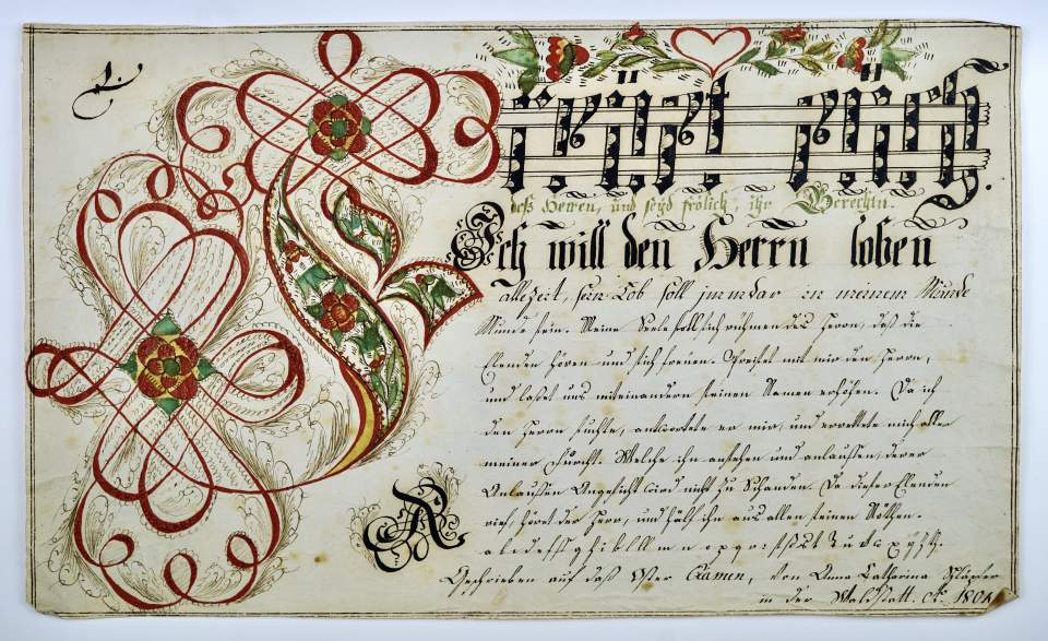 Osterschrift von Anna Catharina Schläpfer aus Waldstatt, Probeschrift