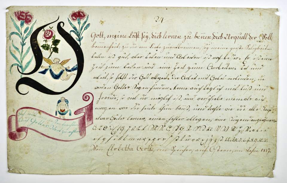 Osterschrift von Elsbetha Oertle aus Speicher, Probeschrift