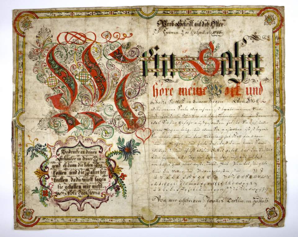 Osterschrift von Johannes Oertlin, Probeschrift