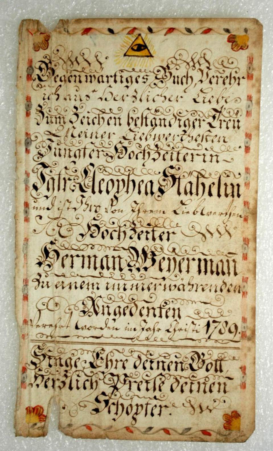 Titelblatt zur Hochzeitsgabe
