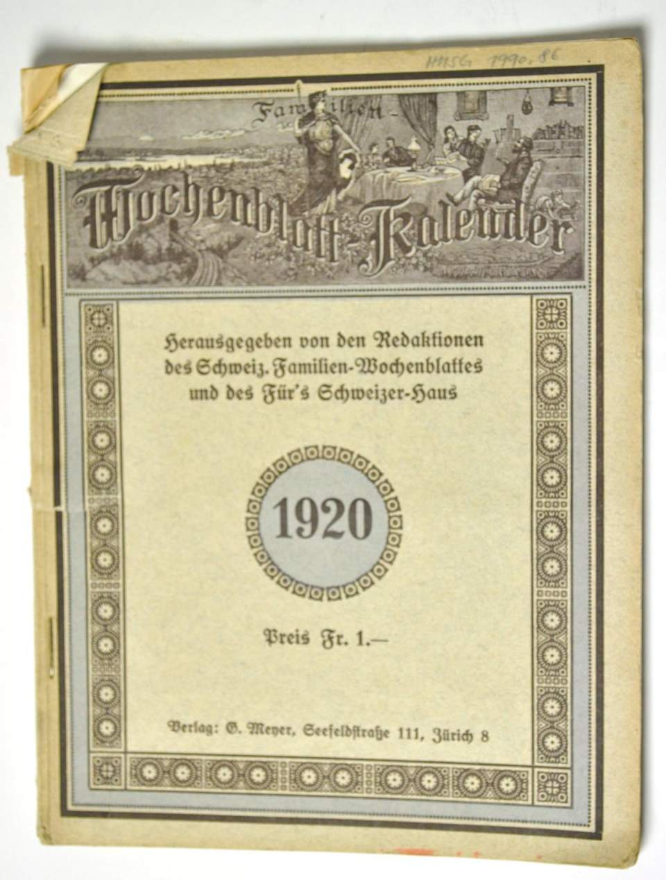 Familien Wochenblatt Kalender 1920