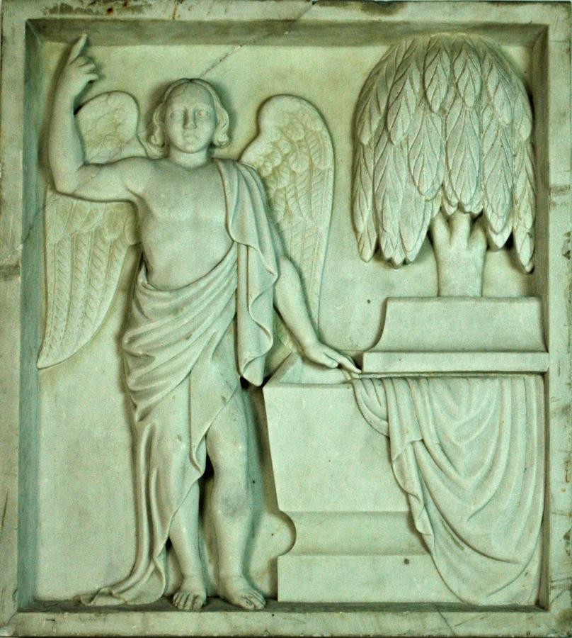 Relief, Grabplatte Engel, Grabstein