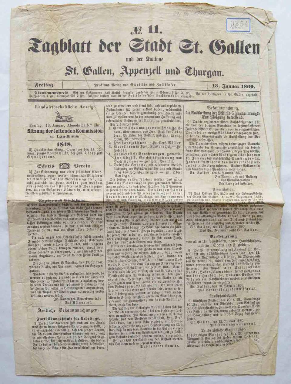 Zeitung, Tagblatt der Stadt St. Gallen