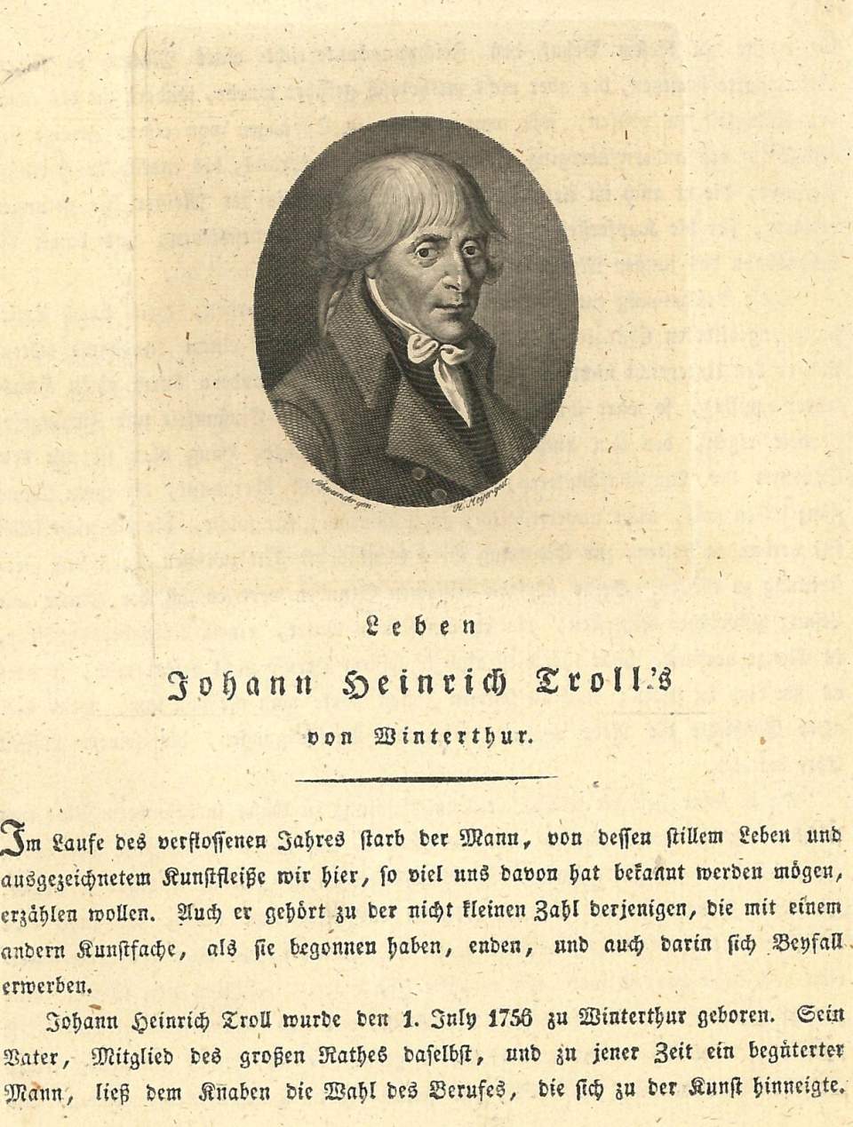 Porträt Johann Heinrich Troll von Wintethur