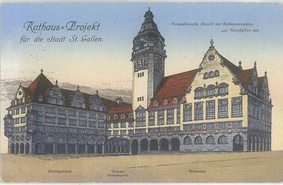 Postkarte Rathaus St.Gallen