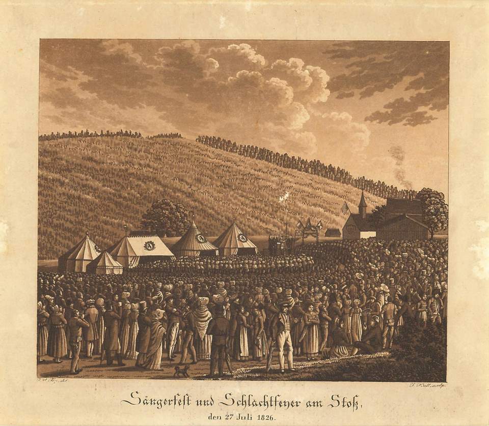 Grafik: Sängerfest und Schlachtfeier am Stoss, den 27. Juli 1826