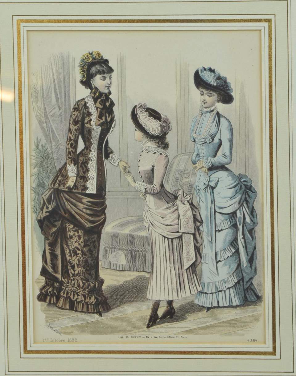 Modeillustration Frauen und Mädchen Tournüren (Cul de Paris)