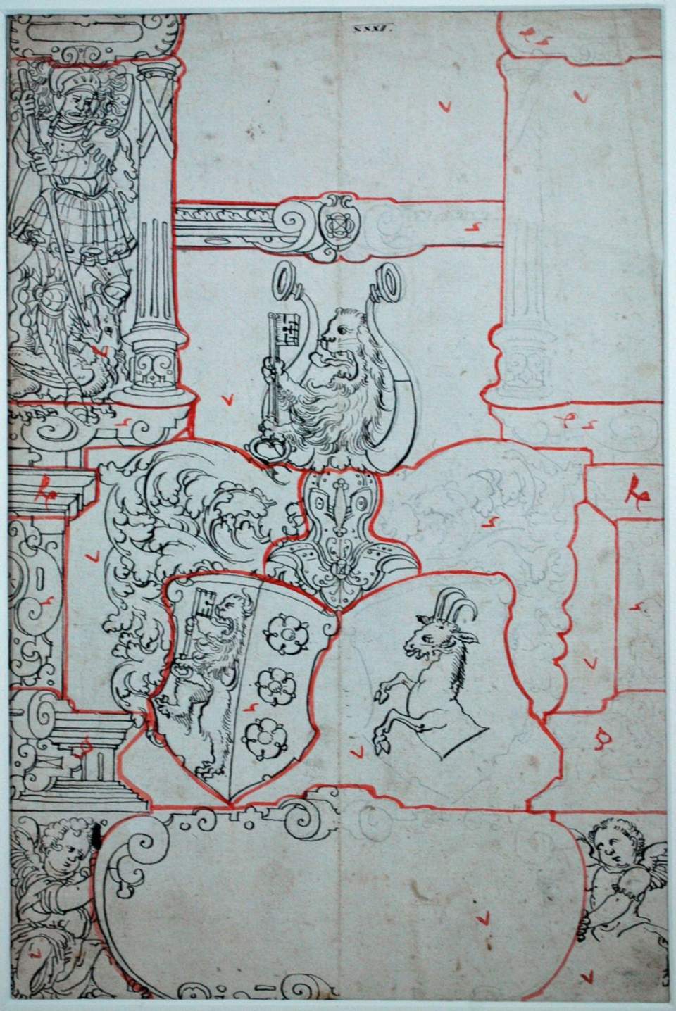 Scheibenriss für Allianzwappenscheibe
