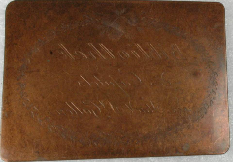Kupferstichplatte, Bibliotheksschild