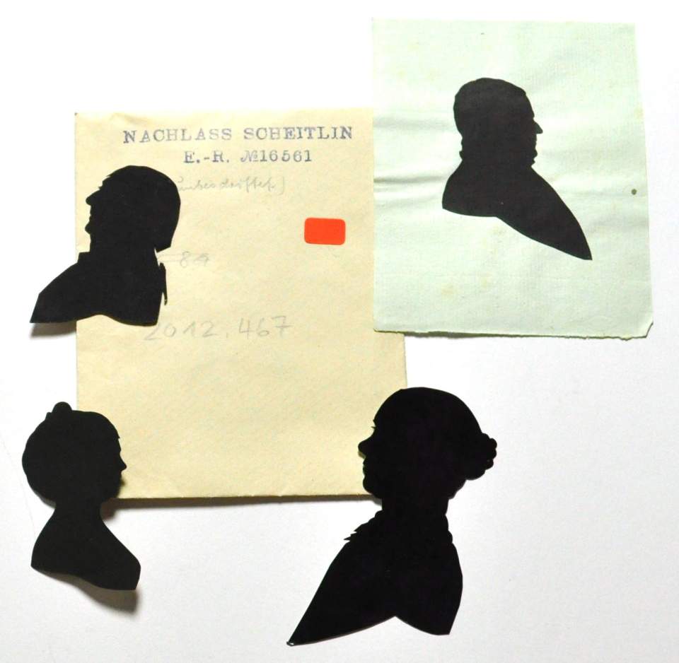 4 Scherenschnitte Silhouetten