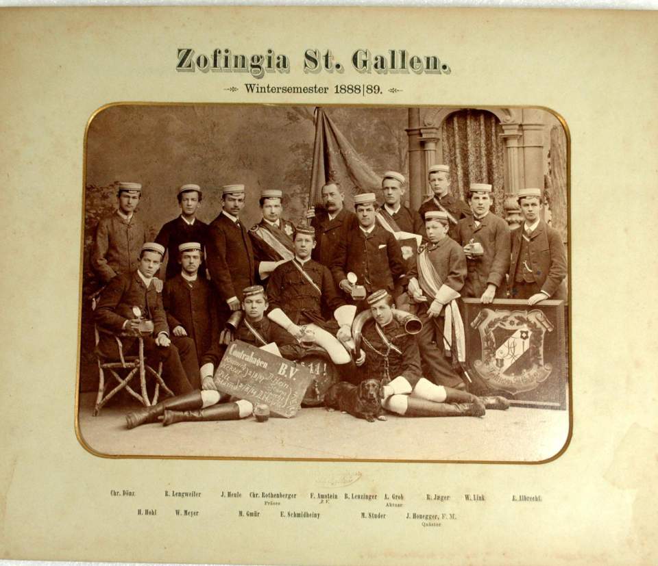 Utensilien von Studentenverbindungen, u.a. Zofingia, Schachtel