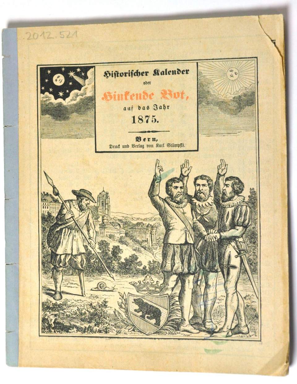 Historischer Kalender, der Hinkende Bot 1875