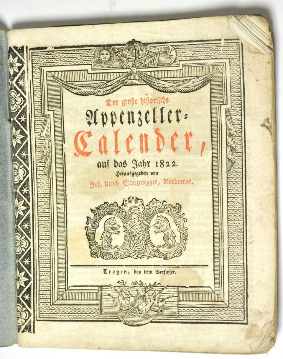 Appenzeller Kalender auf das Jahr 1822