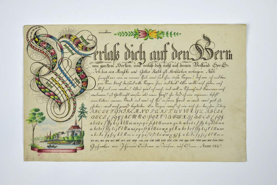 Osterschrift von Johannes Bruderer aus Teufen, Probeschrift