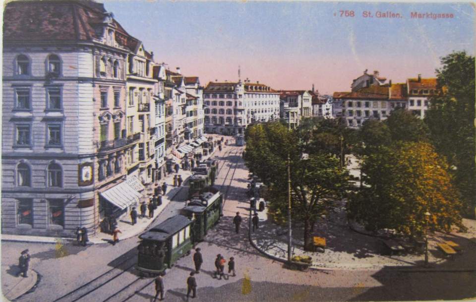 Postkarte, Ansichtskarte, St. Gallen, Marktgasse