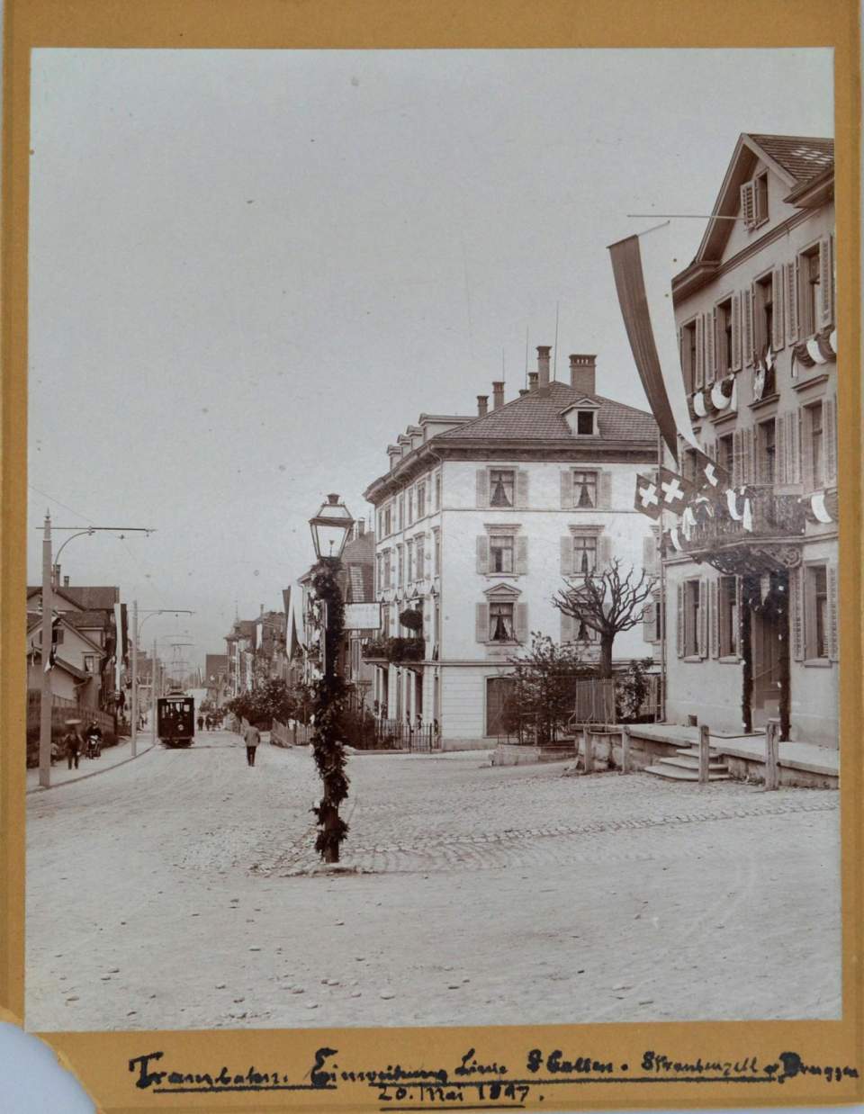 Fotografie Trambahneinweihung Linie St. Gallen - Straubenzell - Bruggen 1897