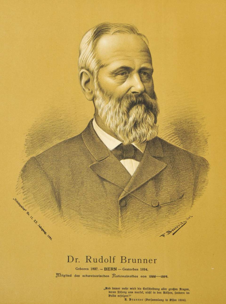 Lithorgraphie Porträt Dr. Rudolf Brunner