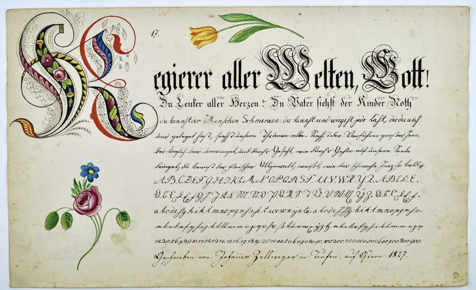 Osterschrift von Johannes Zellweger aus Teufen, Probeschrift