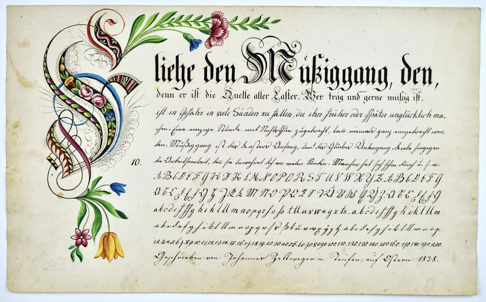 Osterschrift von Johannes Zellweger aus Teufen, Probeschrift