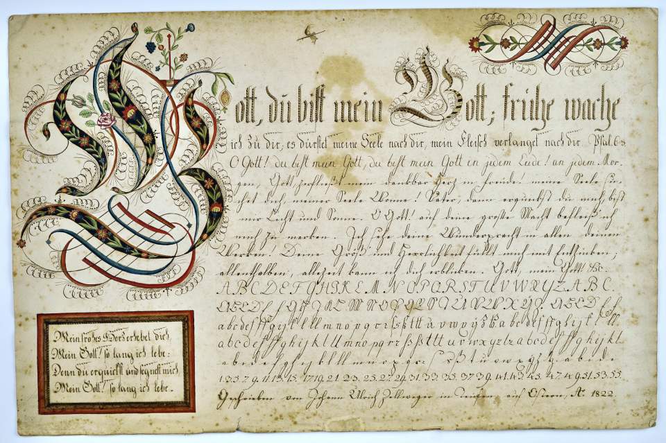 Osterschrift von Johann Ulrich Zellweger aus Teufen, Probeschrift