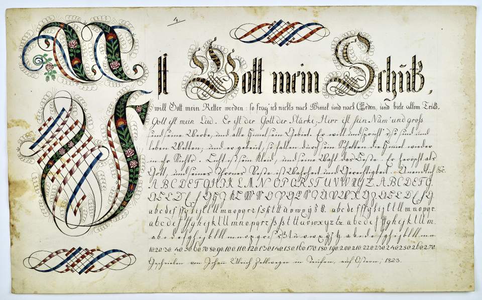 Osterschrift von Johann Ulrich Zellweger aus Teufen, Probeschrift