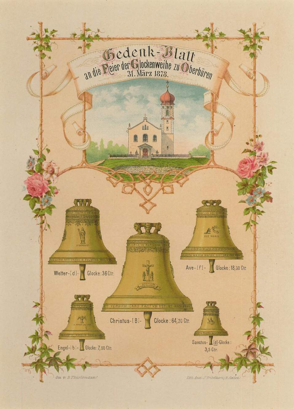 Ansicht Fürstenland Oberbüren, Gedenkblatt 31.03.1878