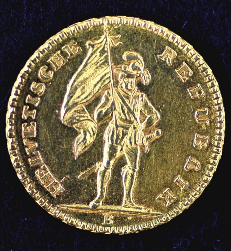 Münze, Doppelduplone 32 Franken Gold 1800, Fehlprägung