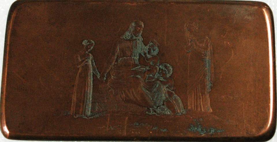 Kupferstichplatte, Jesus mit Kindern
