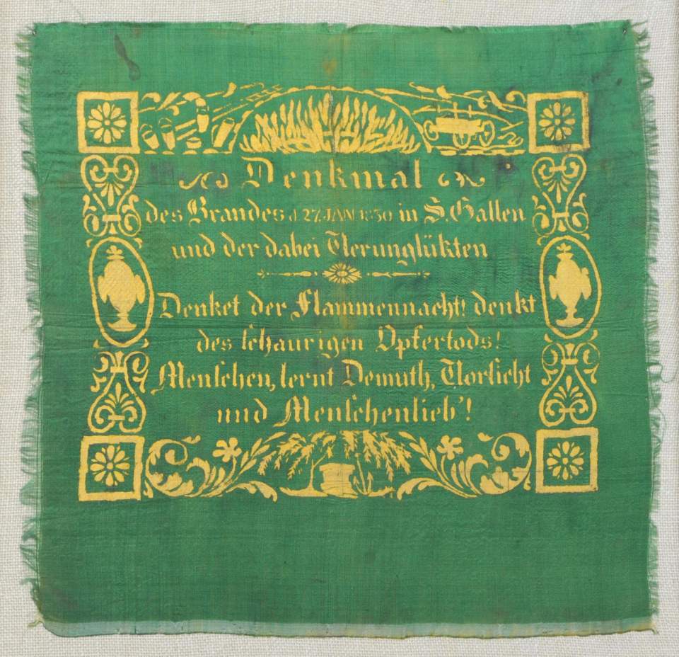 Andenken an den Brand vom 27. Januar 1830 in St. Gallen