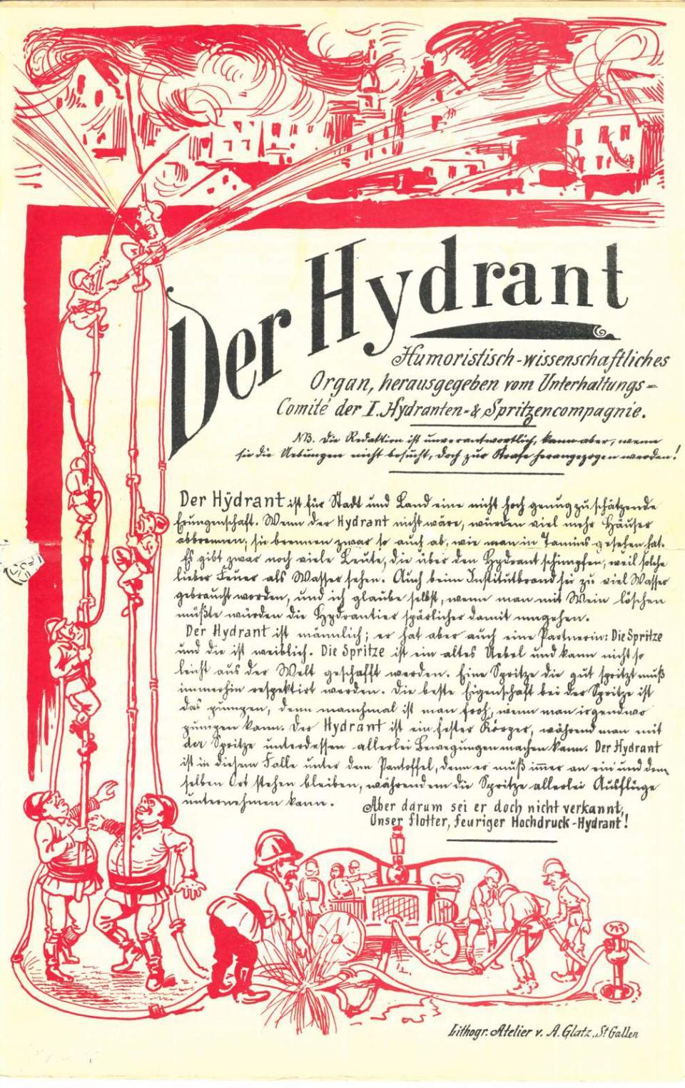 Satirische Feuerwehrzeitung "Der Hydrant" (ca.1910)