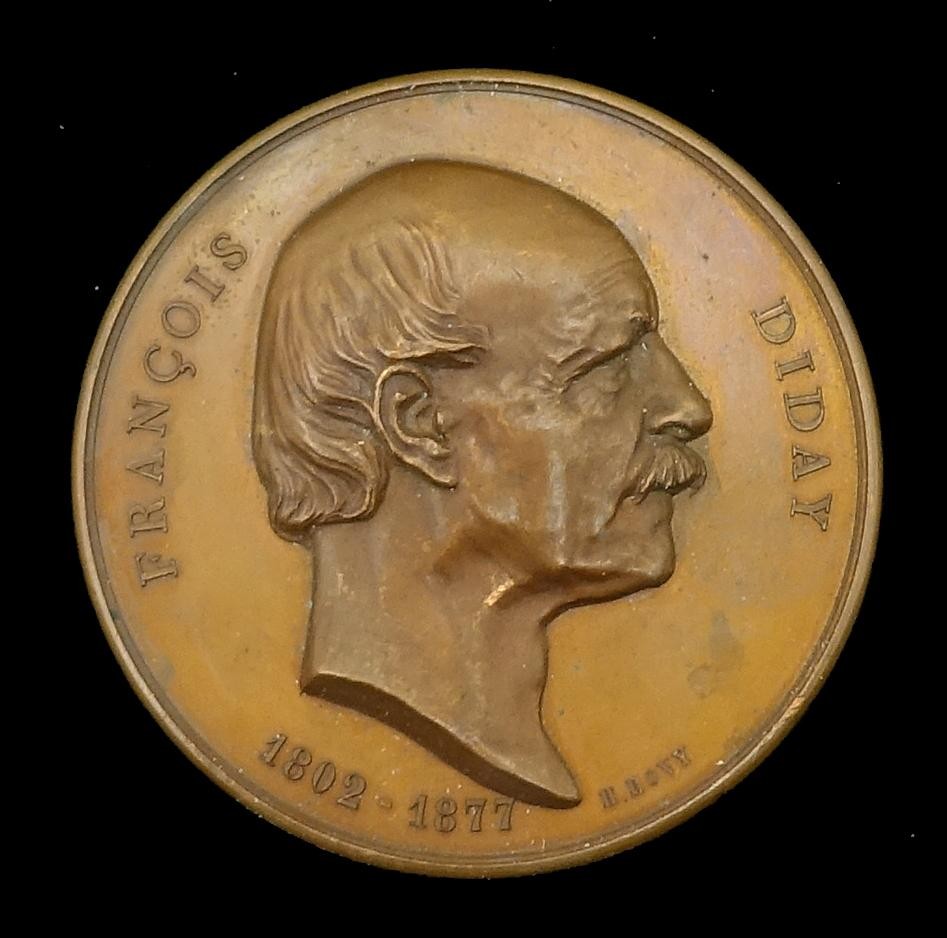 Medaille Francois Diday, Kunstmaler 1802 - 1877, Genf