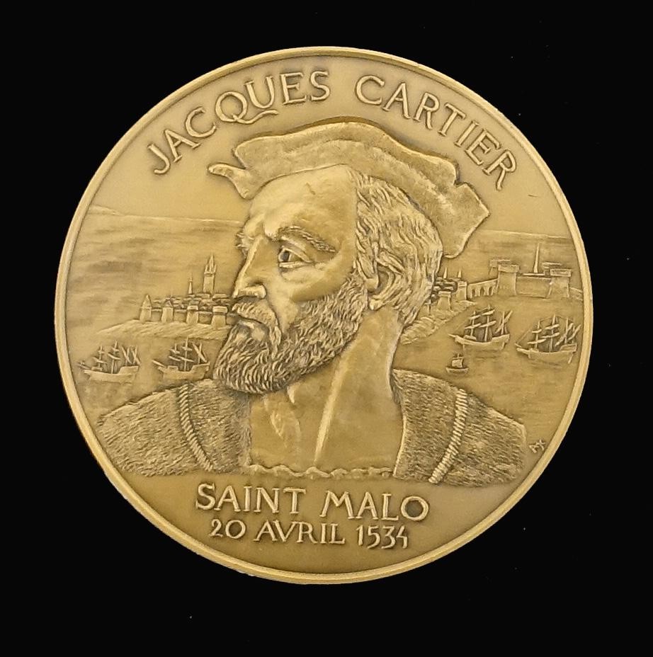 Medaille Jacques Cartier, französ. Seefahrer u. Erforscher Kanada's, St. Malo