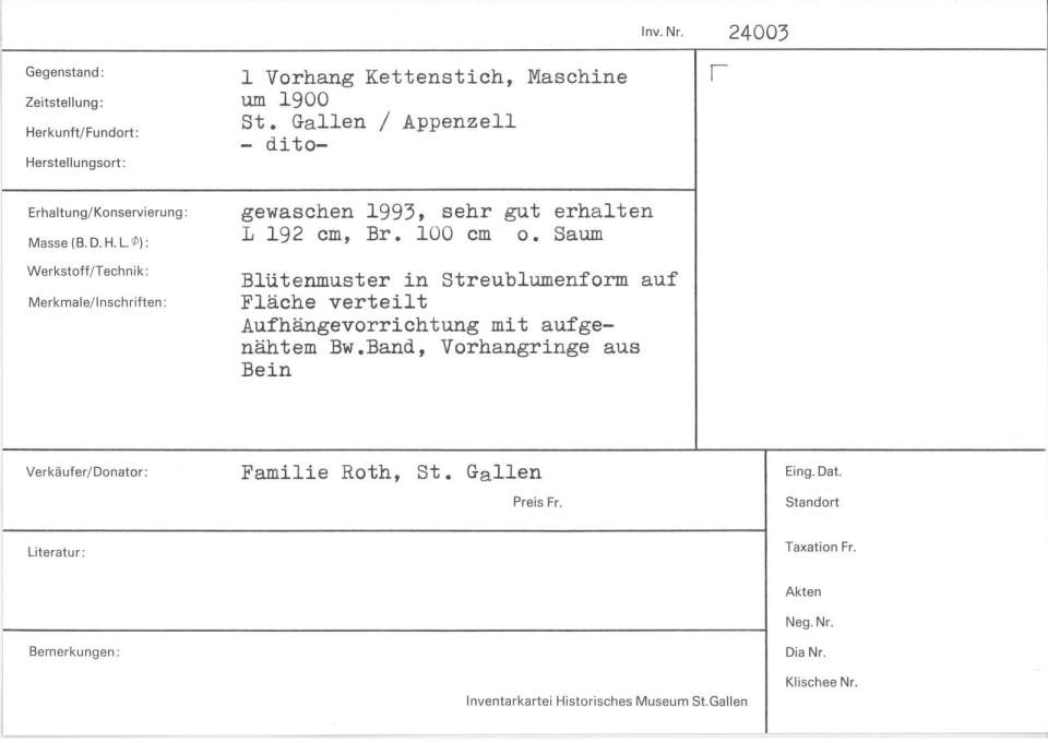 1 Vorhänge Kettenstich, Maschine