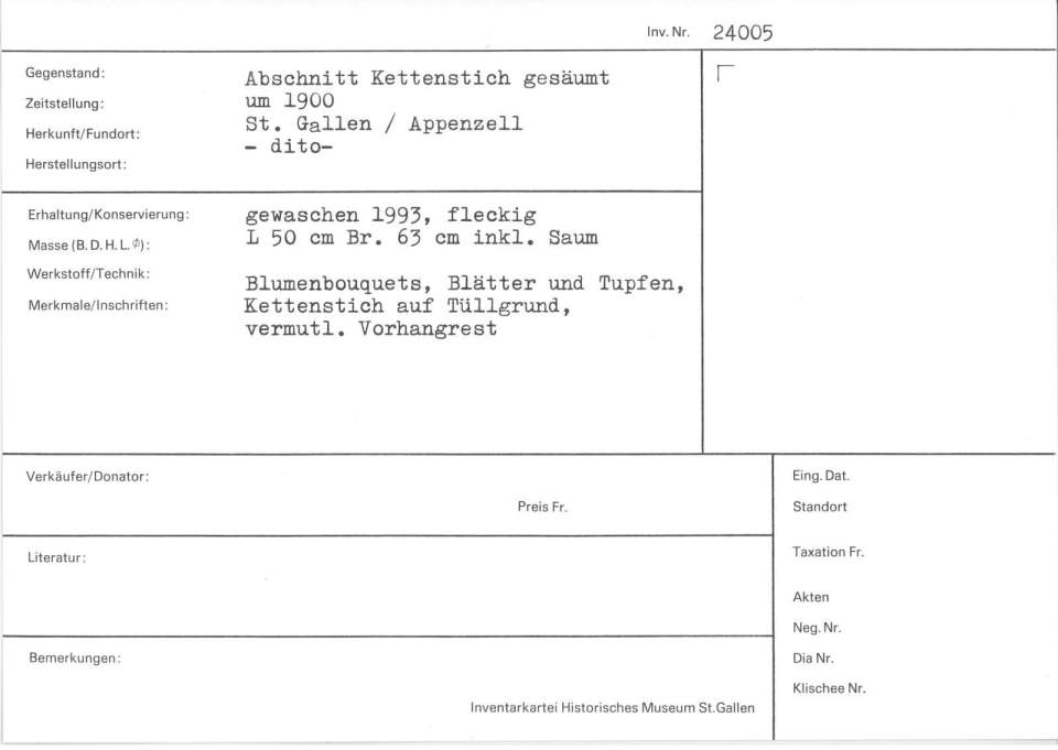 Abschnitt Kettenstich gesäumt