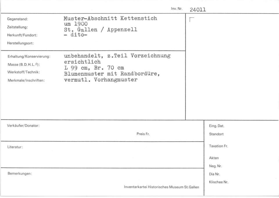 Muster-Abschnitt Kettenstich