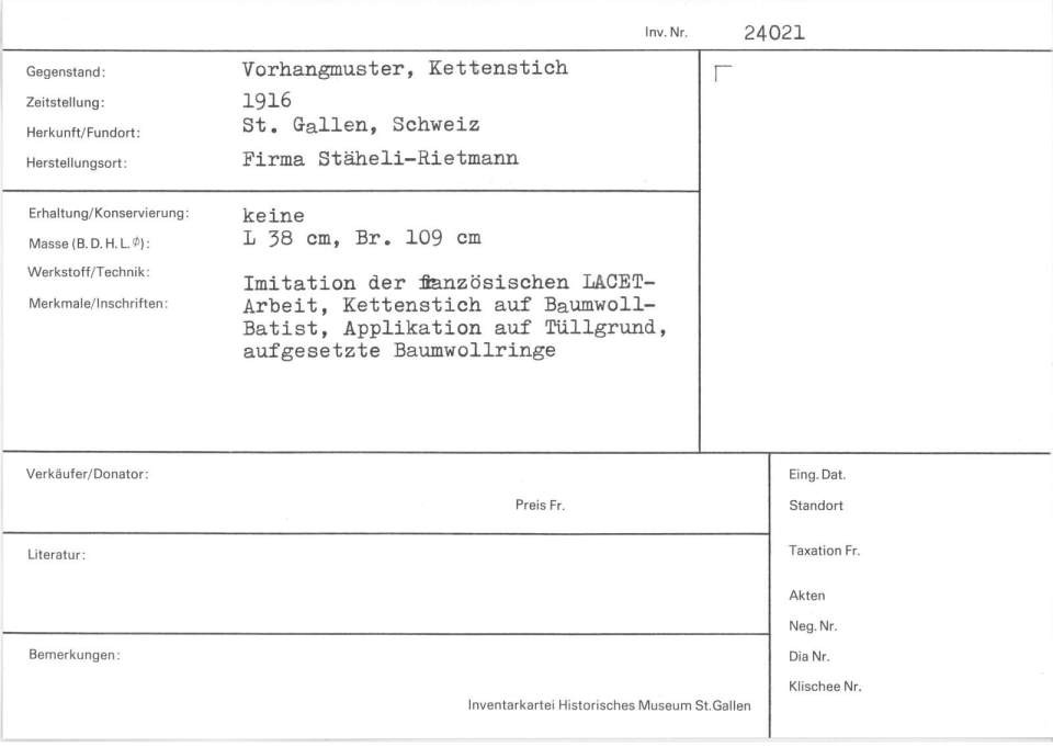 Vorhangmuster Kettenstich