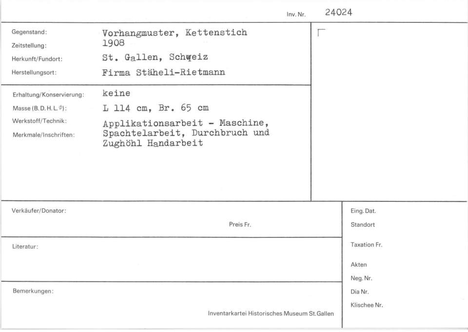 Vorhangmuster Kettenstich