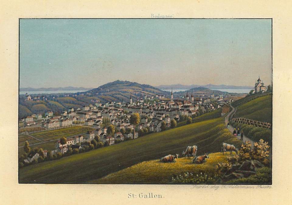 Grafik, St.Gallen von Südwesten