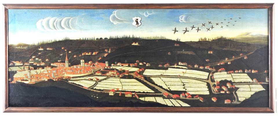 Ölbild St. Gallen von Südosten, Leinwandbleichen