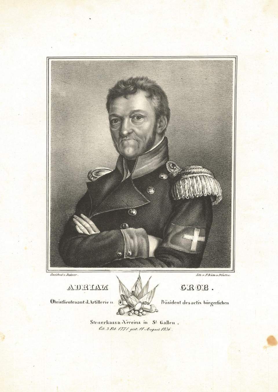 Porträt von Adrian Grob, Obristenlieutnant d. Artillerie