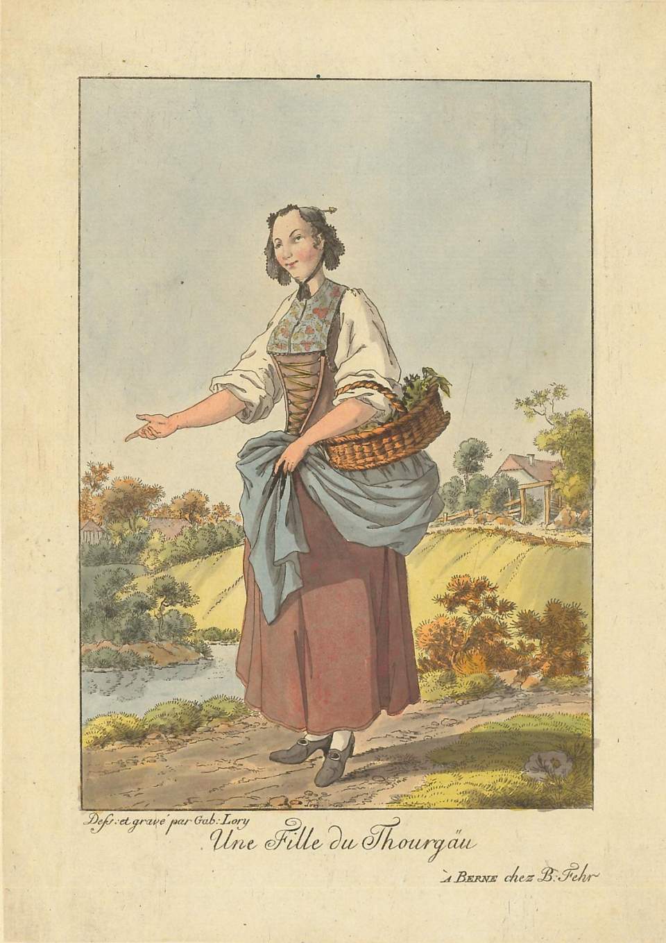 Trachtenbild, Frau in Thurgauer Tracht