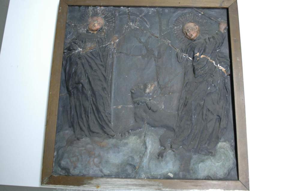 Reliefbild mit den Heiligen Eusebius und Notker; Kachel